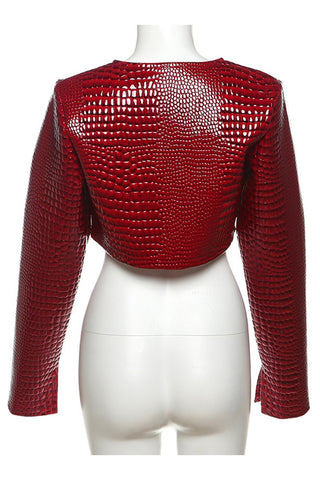 Croc Embossed Cropped Jacket