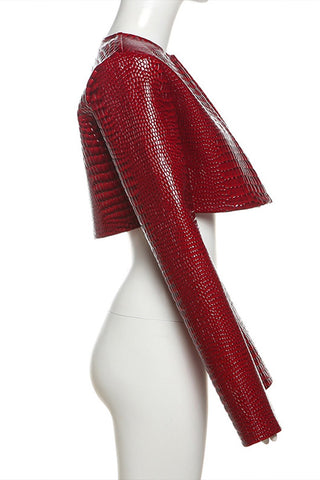 Croc Embossed Cropped Jacket