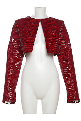 Croc Embossed Cropped Jacket