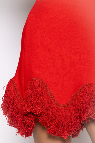 Fringe Hem Mini Skirt Set