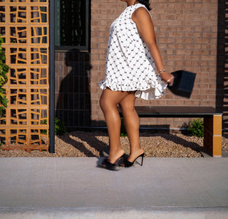 BOW RUFFLE MINI DRESS