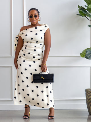 Chic Asymmetric Polka Dot Dress