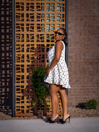BOW RUFFLE MINI DRESS