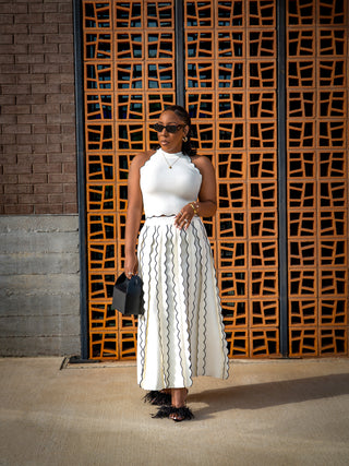 Scallop Pleated Skirt Set