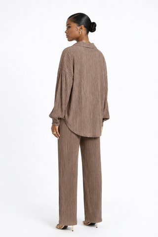 Crinkled Plisse Pants Set