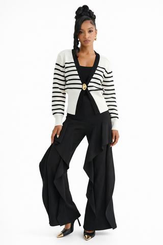 Ruffle Wide-leg Woven Pants