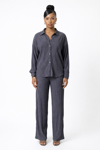 Crinkled Plisse Pants Set