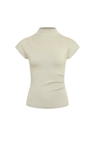 Knit Shoulder Pleated Top Pants Set