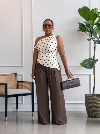 Asymmetric Polka Dot Tunic Top