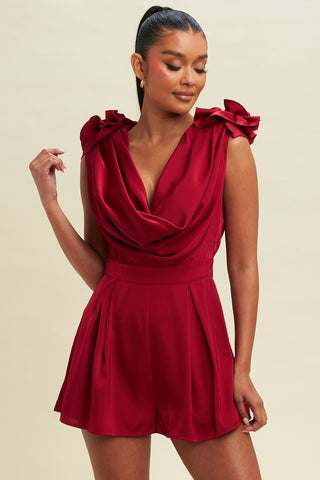Rose Drapped Satin Romper