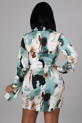 Collard Plunged Side-Tie Dress